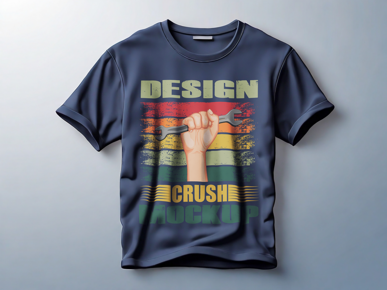 Navy Blue Mockup Tshirt with soft blue background psd
