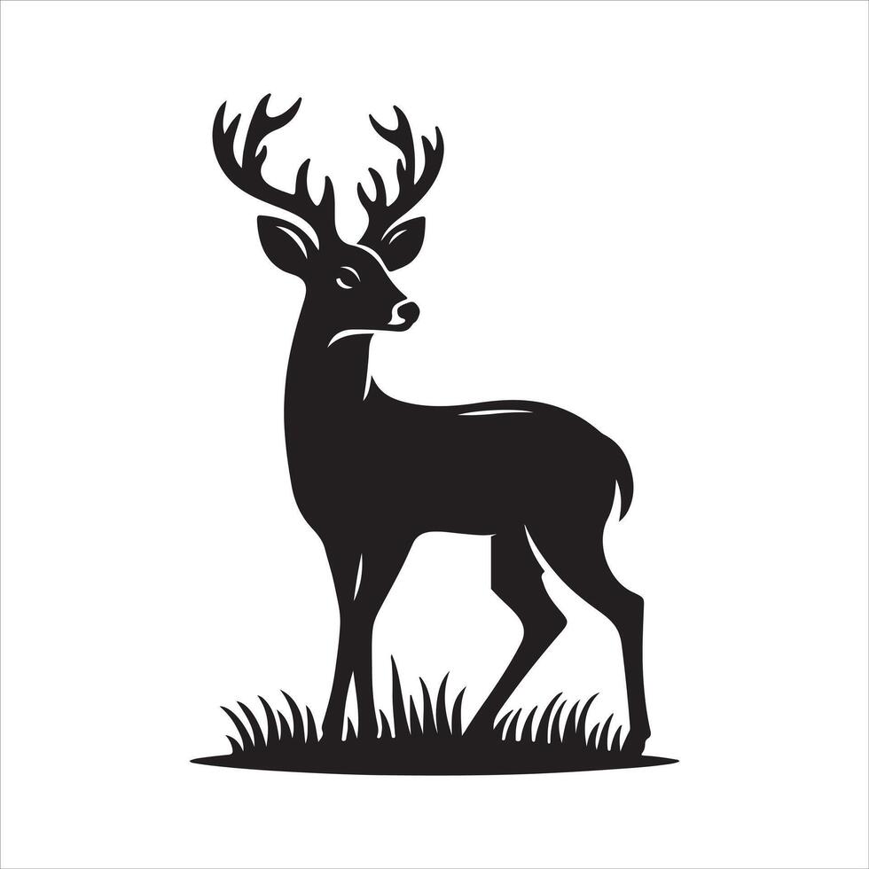 Rein Deer Icon Flat Graphic Design black and white vector