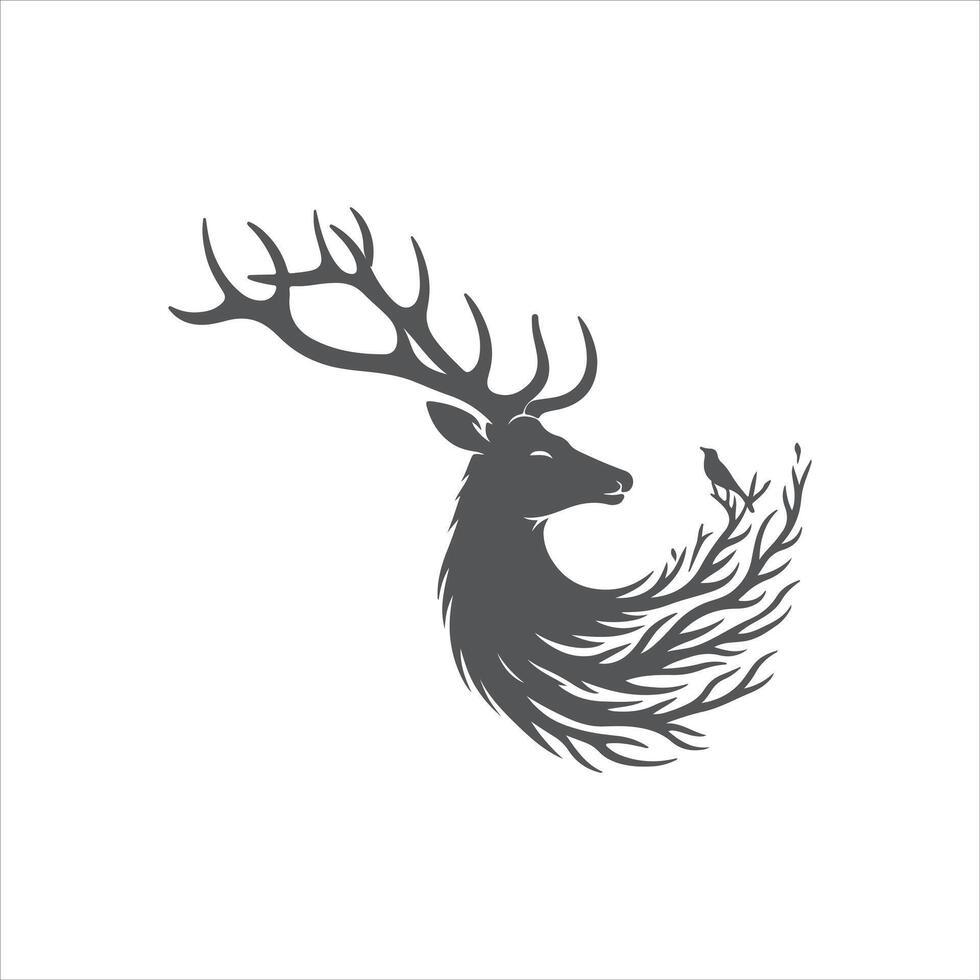 Rein Deer Icon Flat Graphic Design black and white vector