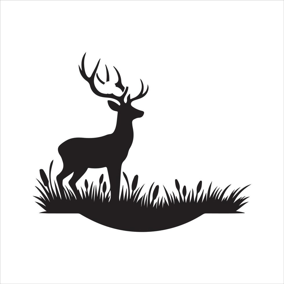 Rein Deer Icon Flat Graphic Design black and white vector