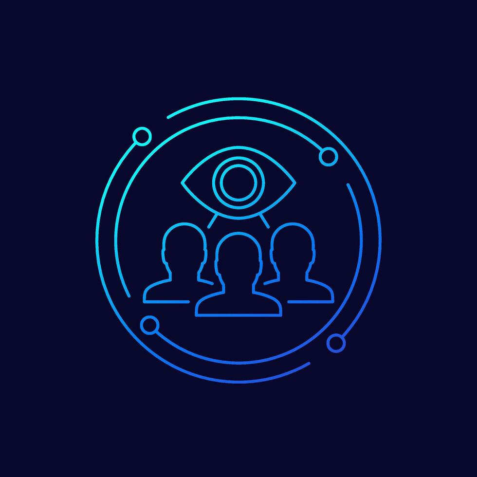 monitoring group icon, linear design vector