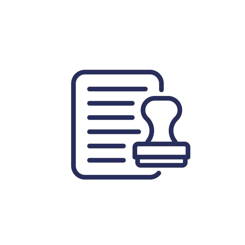 notary line icon with a stamp and a document vector