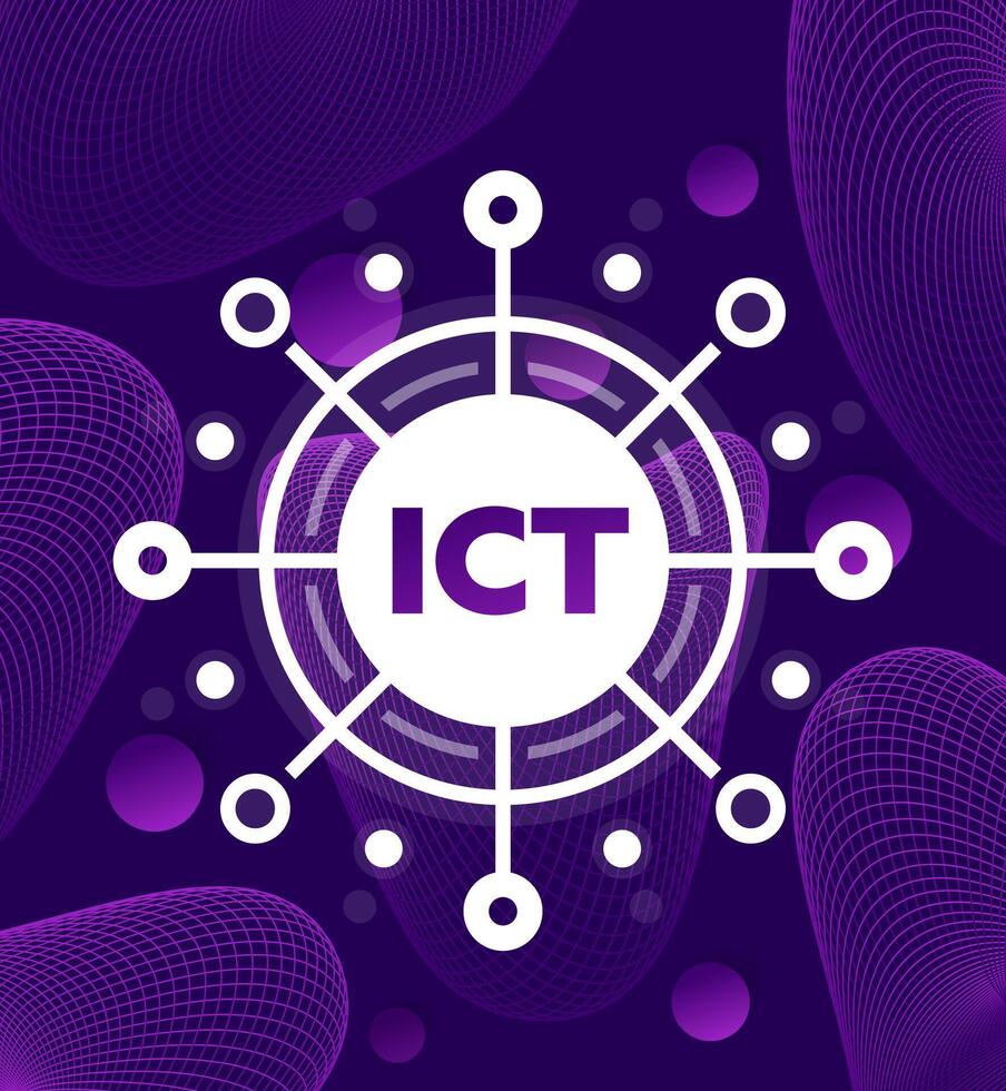 ICT, Information and communications technology illustration vector