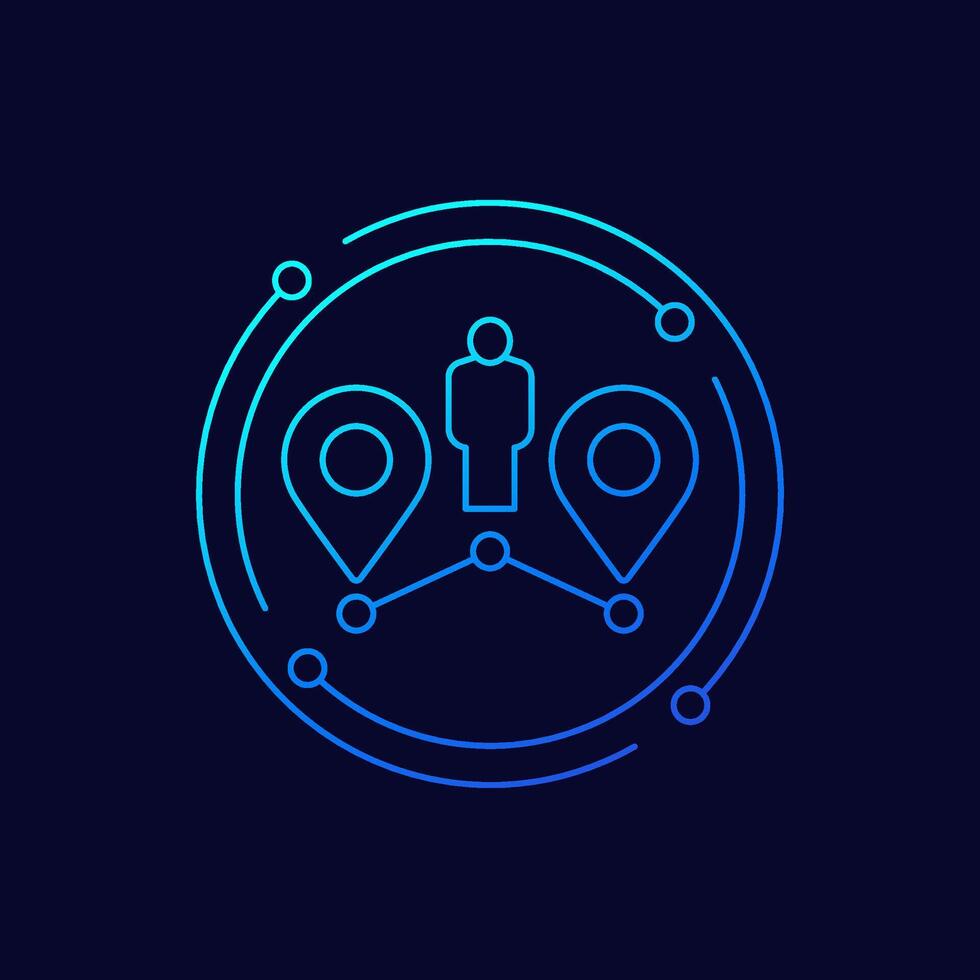 two ways icon, linear design vector