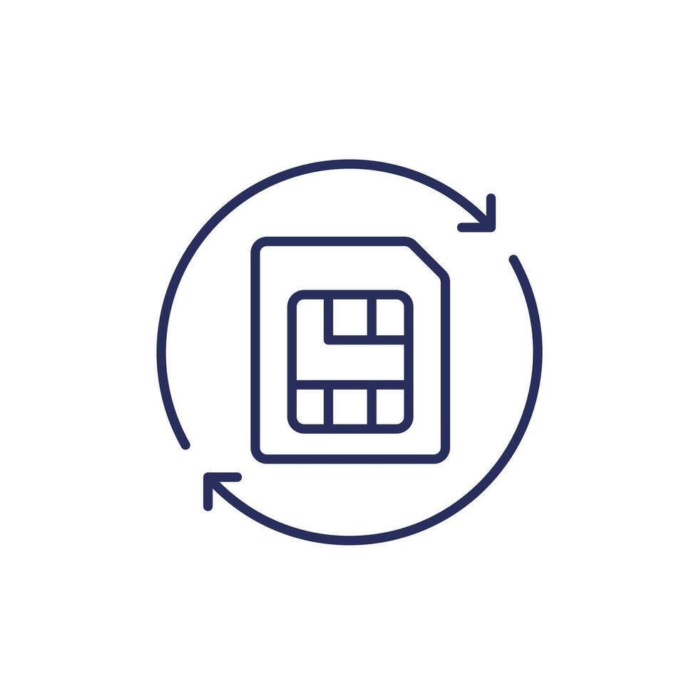 SIM card replacement line icon vector