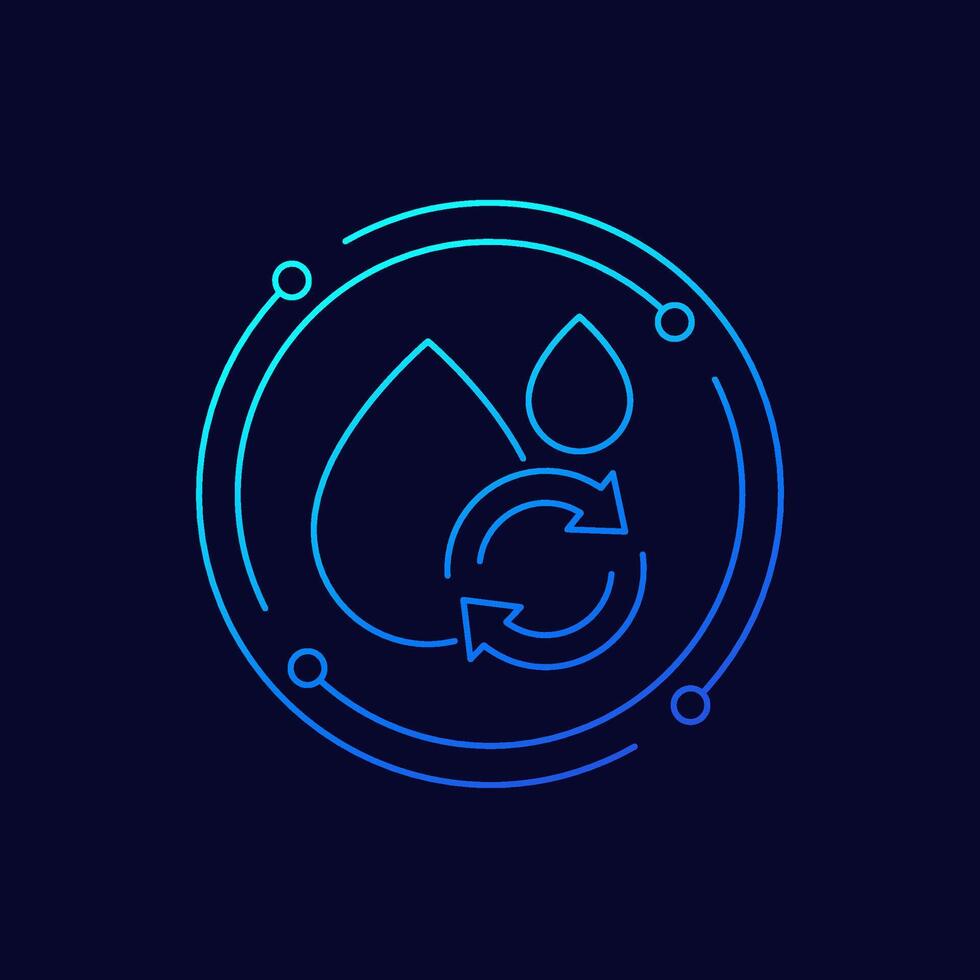 reuse water icon, linear design vector