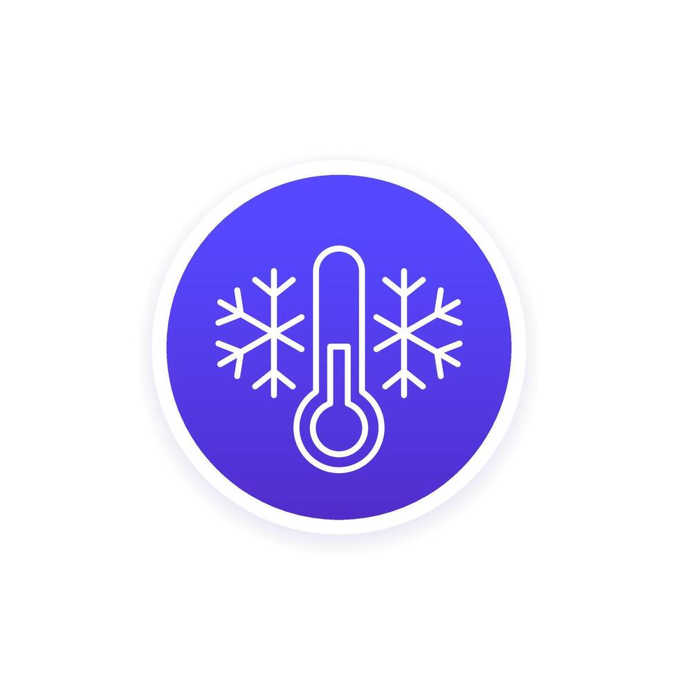 Cold temperature line icon with a thermometer, vector