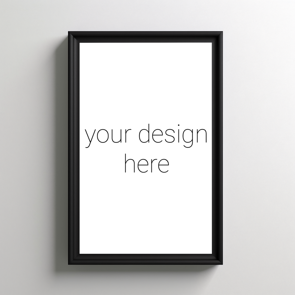 Mockup of black frame for pictures or images on white wall psd