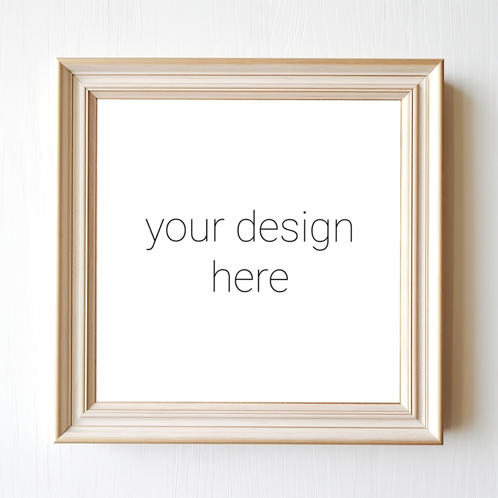 Mockup of beige frame for pictures or images on white wall psd