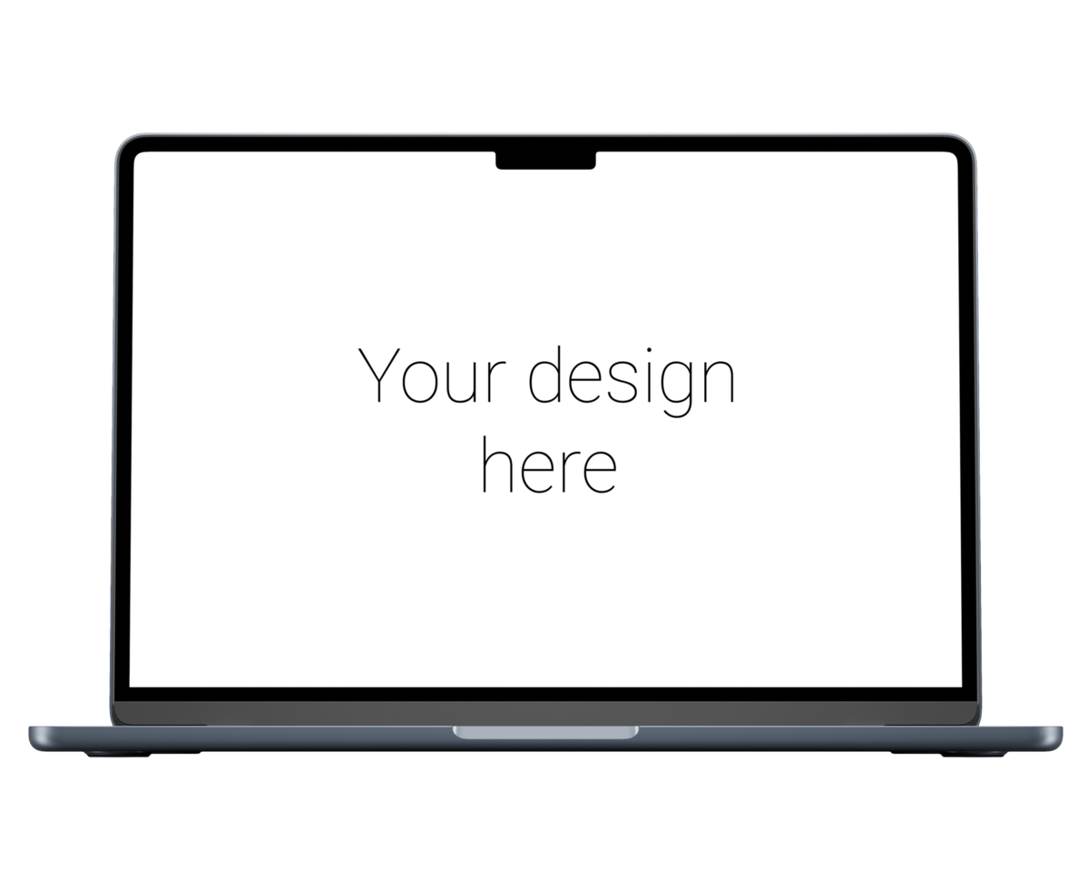 Mockup of gray laptop without background psd