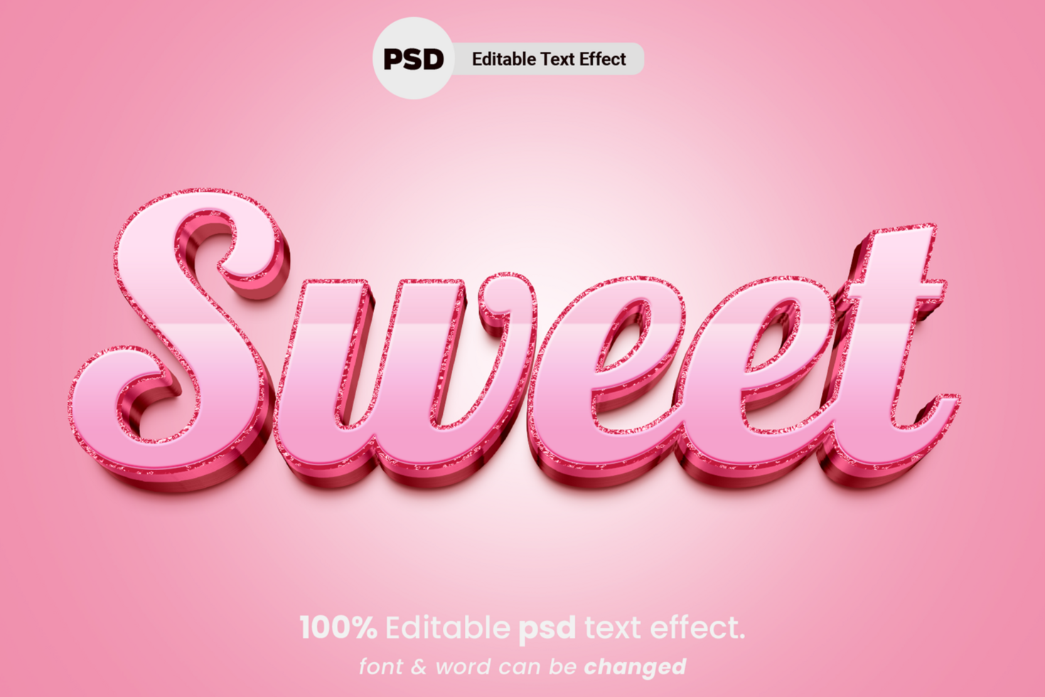Sweet Lovely 3D Editable Text Effect psd