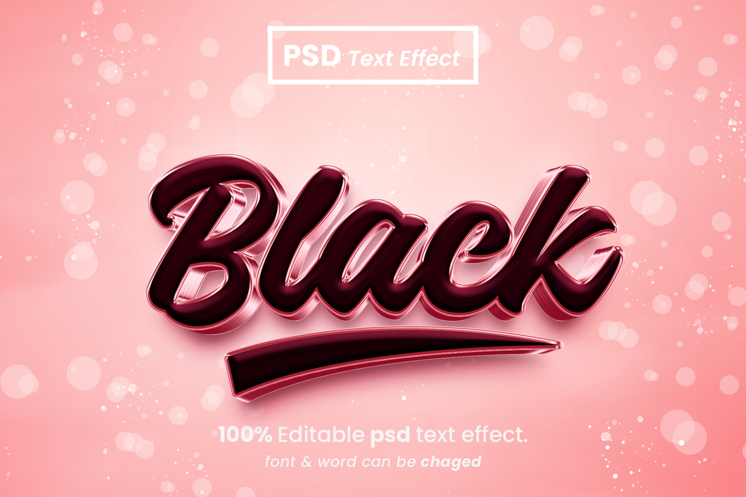 Black Lovely 3D Editable Text Effect psd