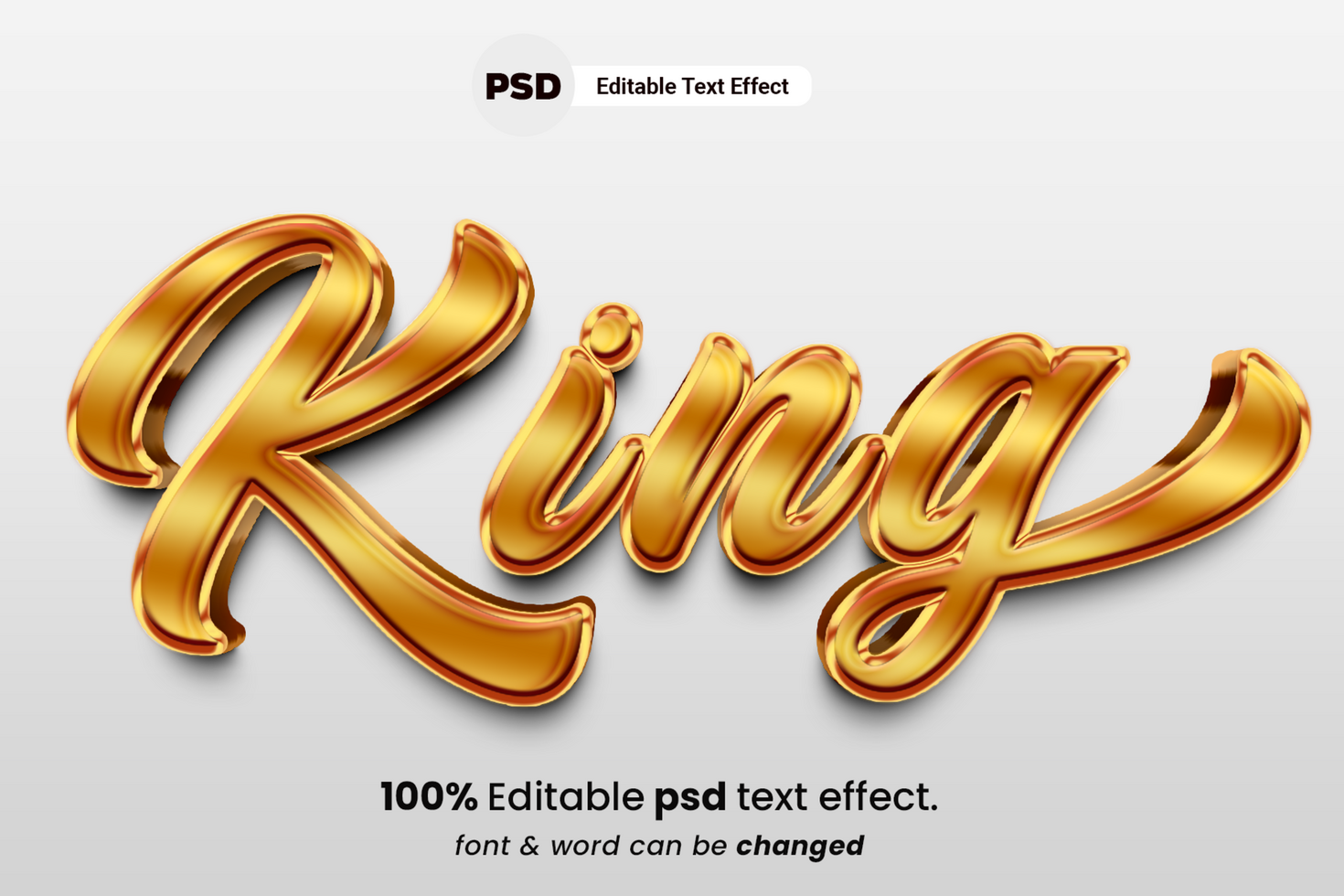 King 3D Editable Text Effect psd