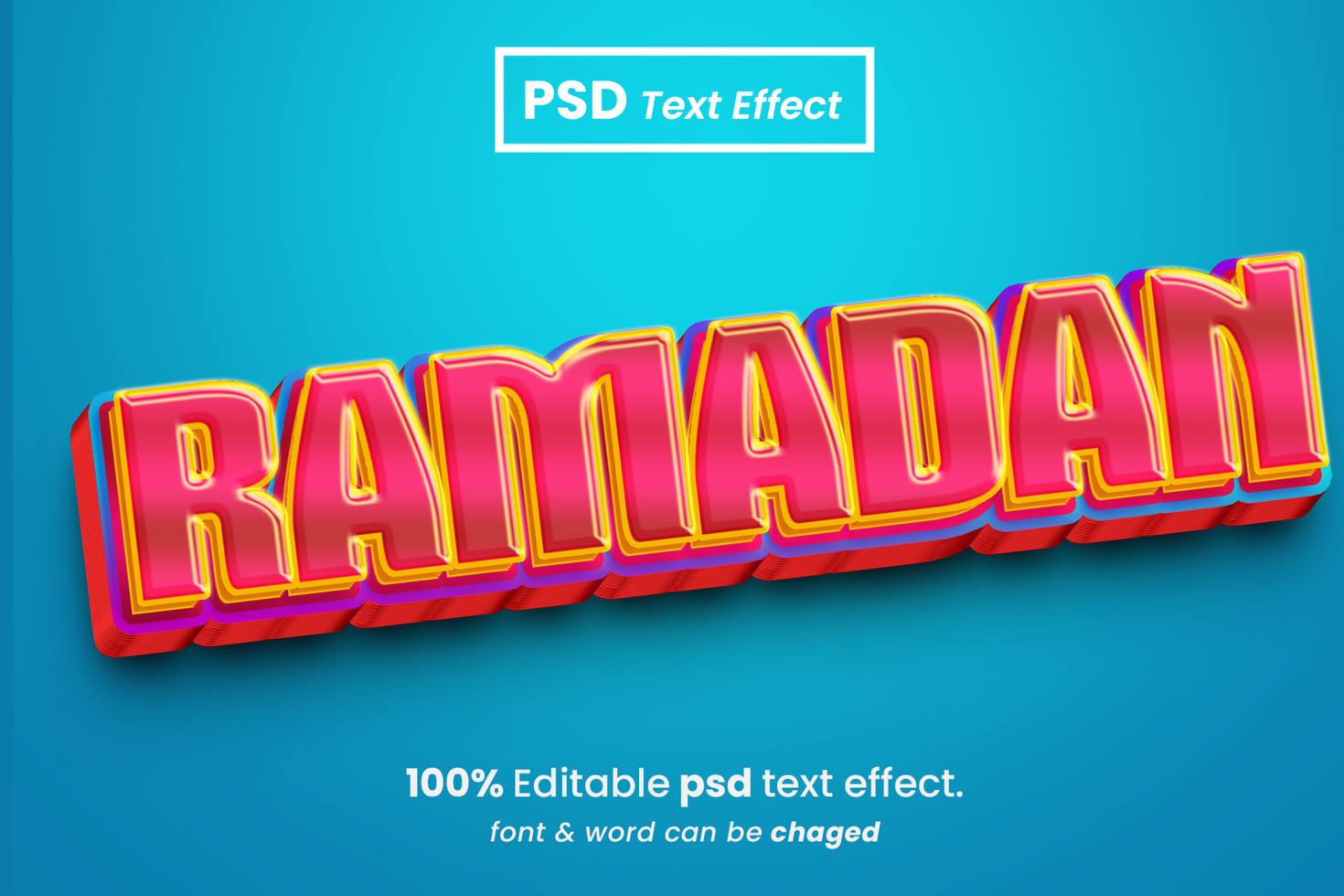 Ramadan Kareem 3D Editable Text Effect psd