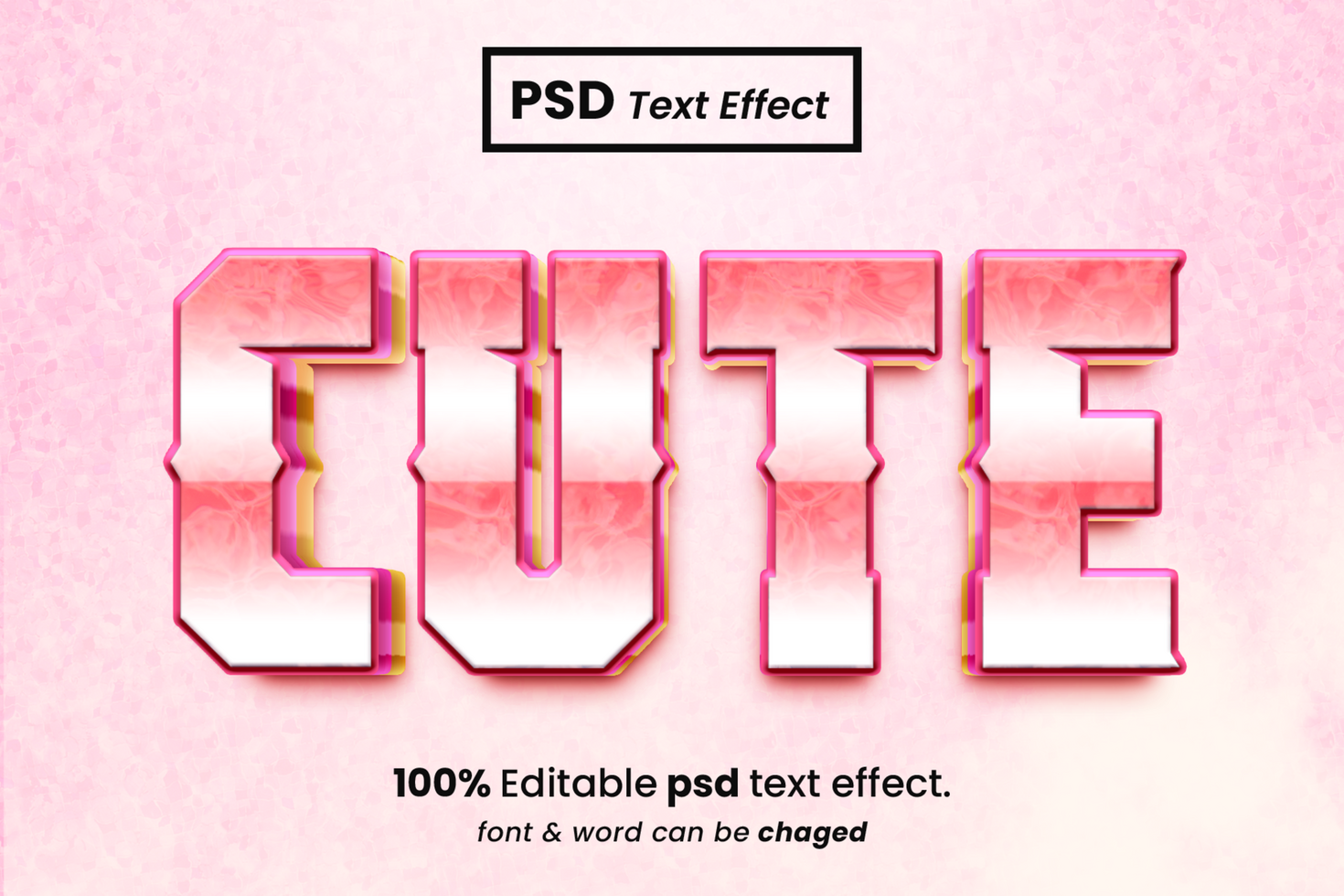 Cute Lovely 3D Editable Text Effect psd