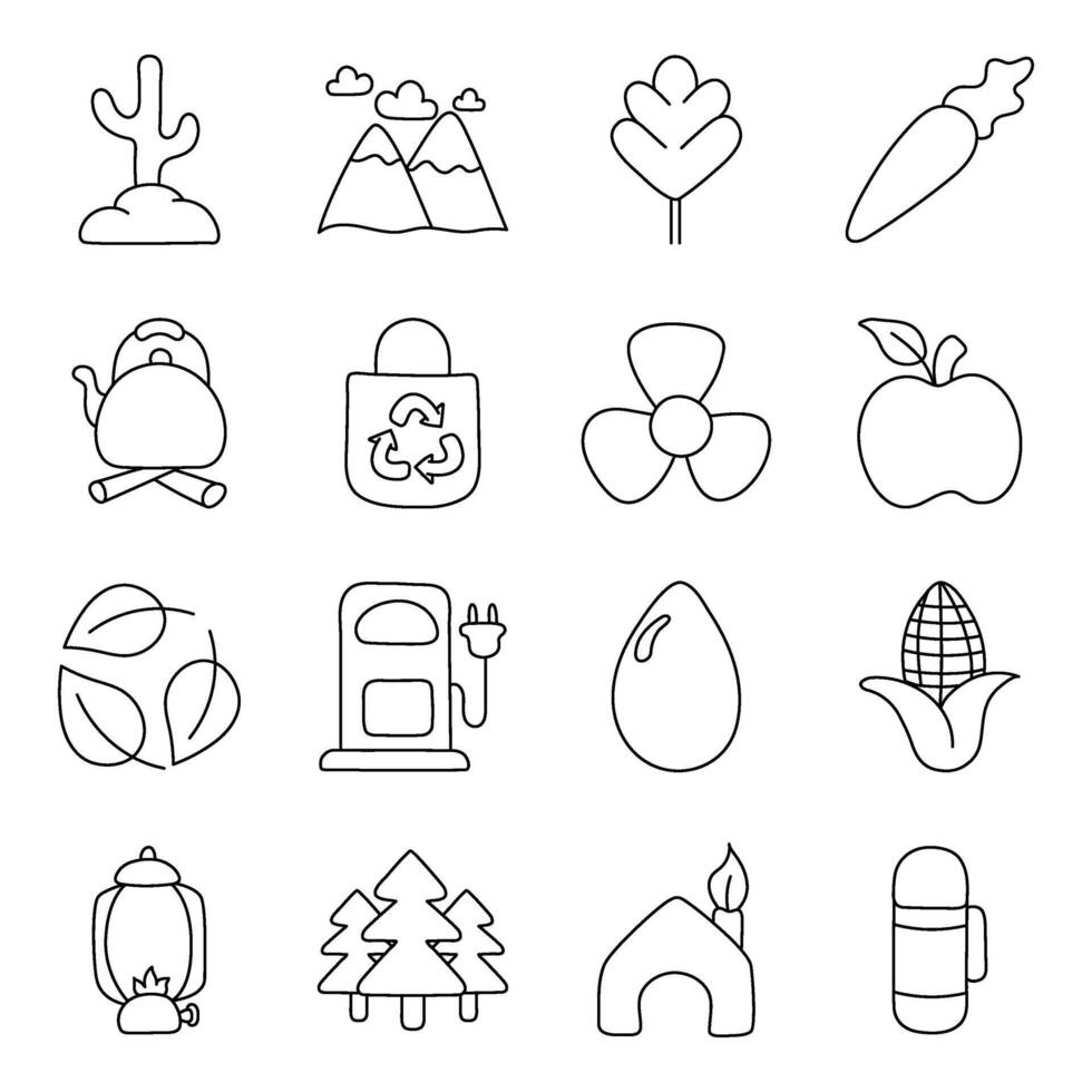 Set of Nature Linear Icons vector