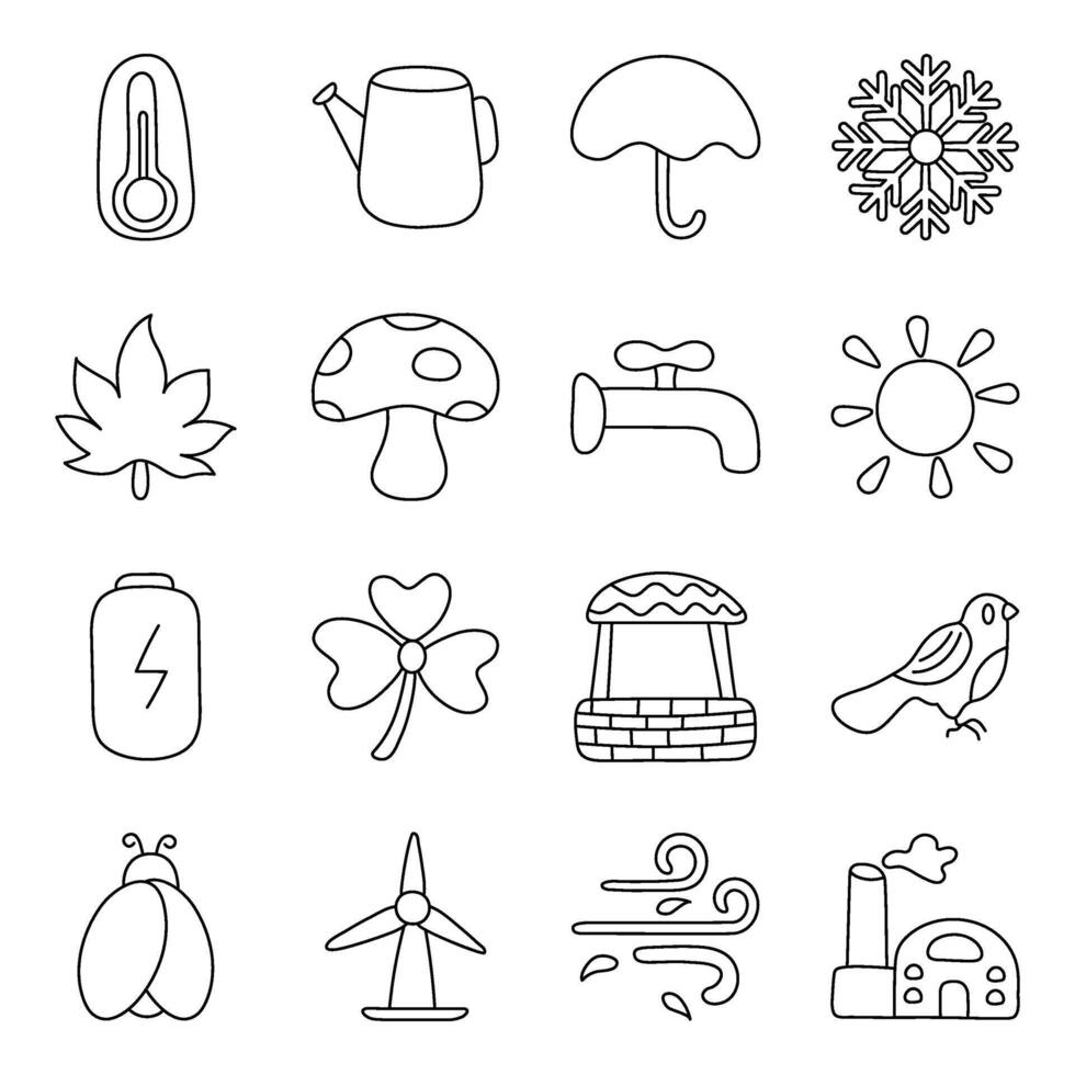 Set of Eco and Nature Linear Icons vector