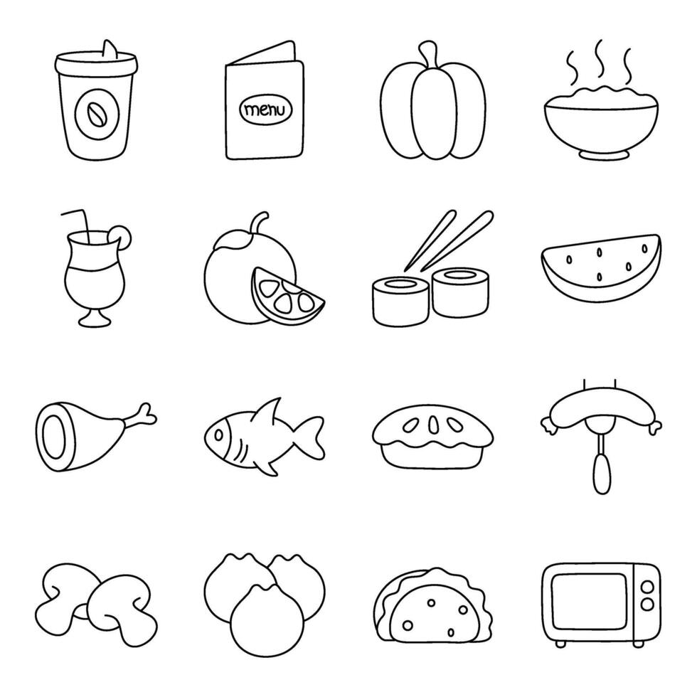 Set of Food Linear Icons vector