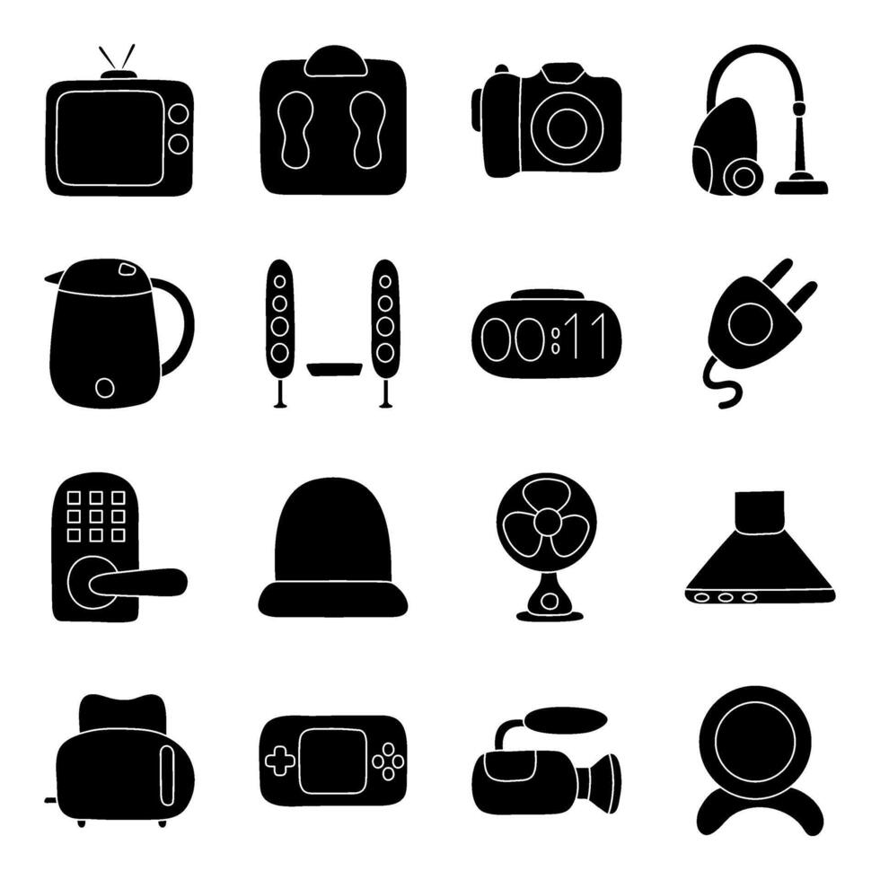 Pack of Home Accessories solid Icon vector