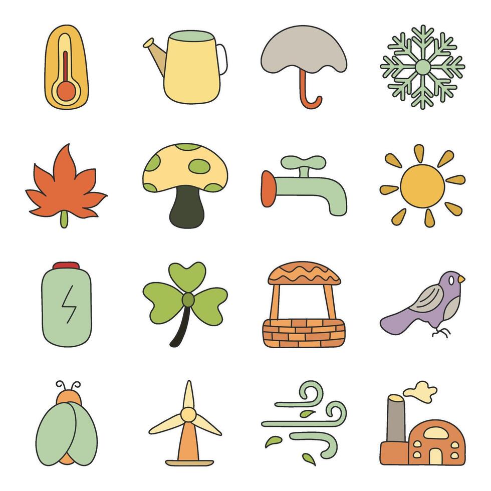 Set of Eco and Nature Linear Icons vector