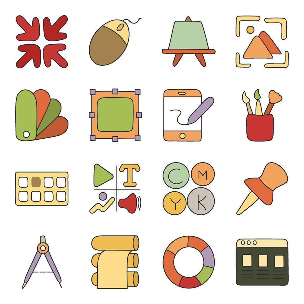 Set of Web and Graphic Flat Icons vector