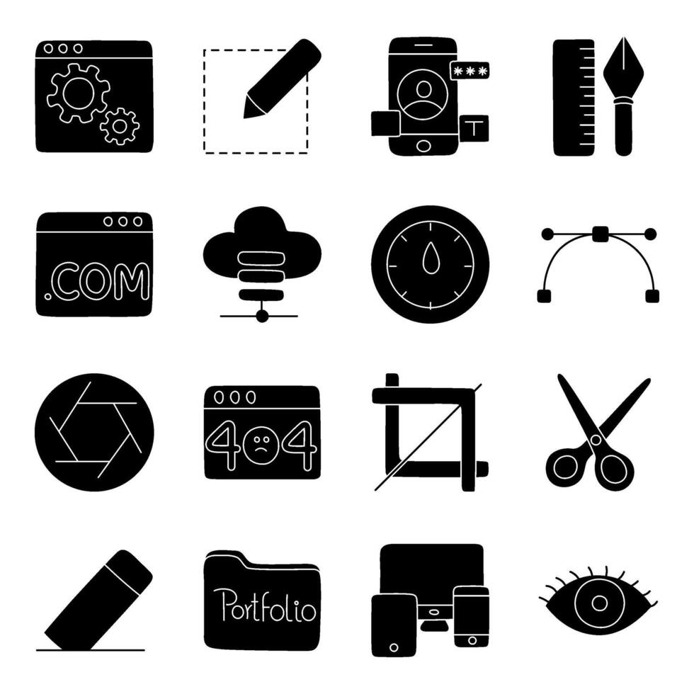 Set of Design Tools Solid Icons vector