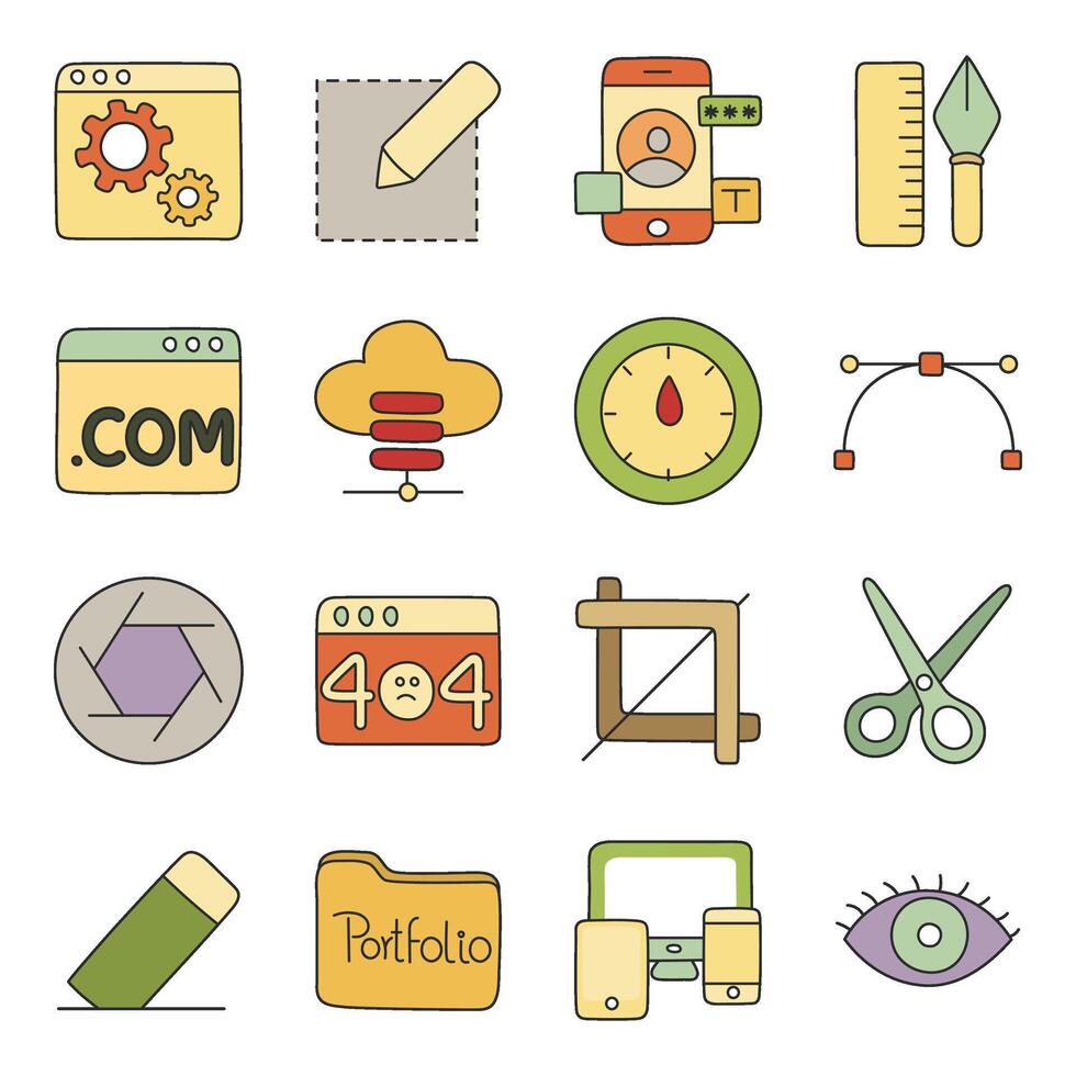 Set of Design Tools Flat Icons vector