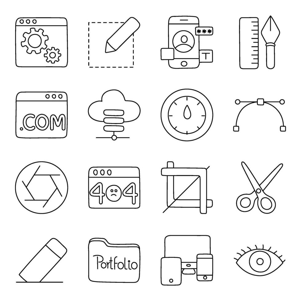 Set of Design Tools Linear Icons vector