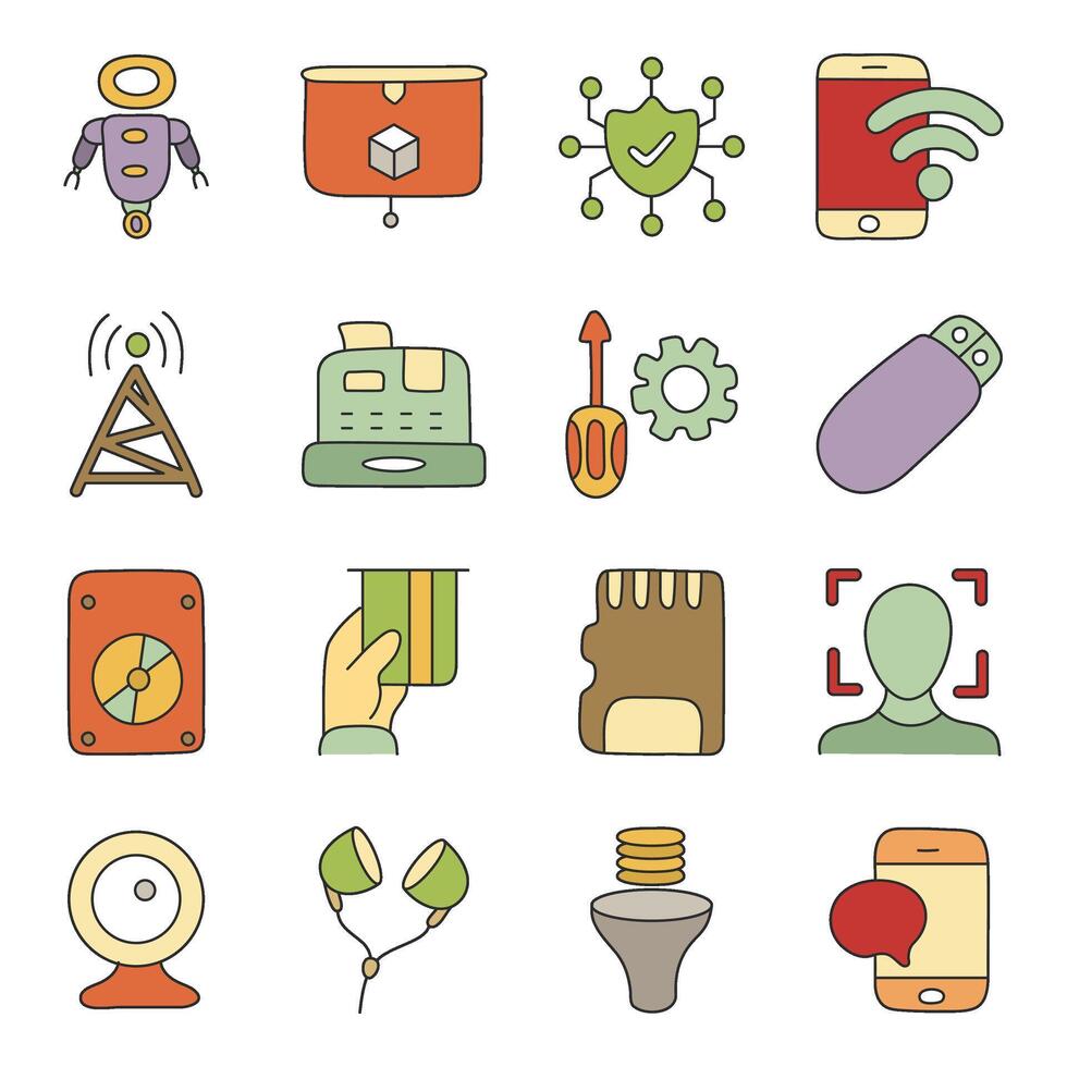 Set of Techno Flat Icons vector