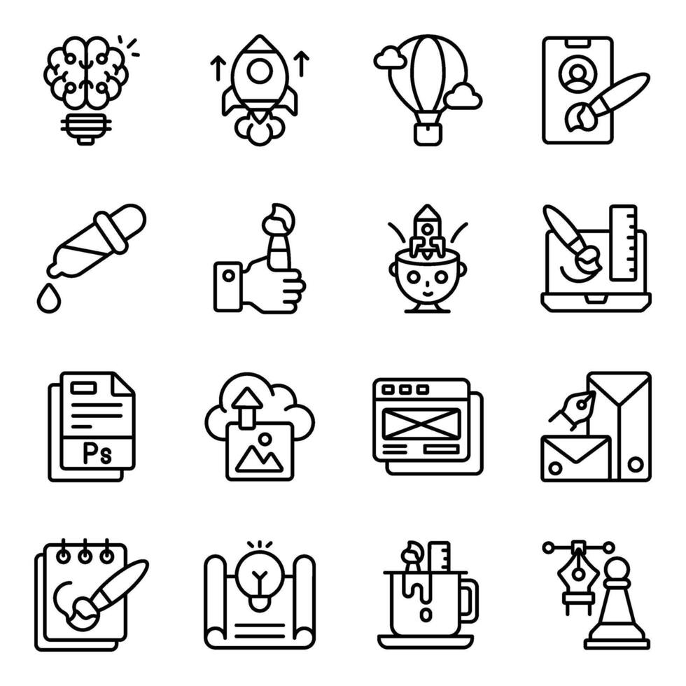 Set of Creativity linear Icons vector