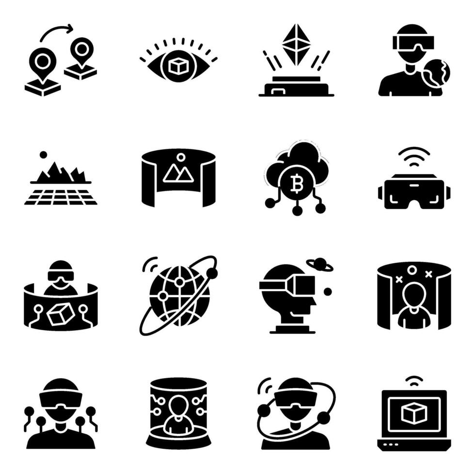 Set of Vr Solid Icons vector