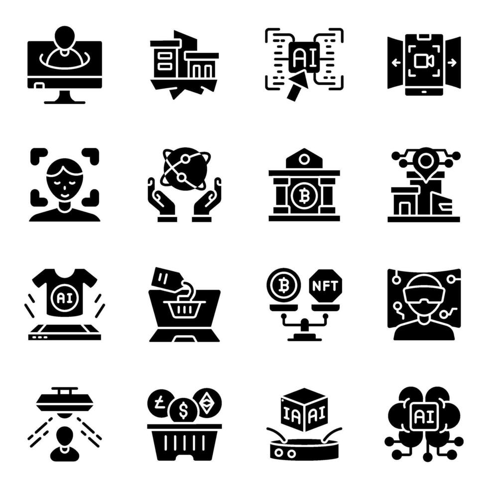 Set of Ar Solid Icons vector
