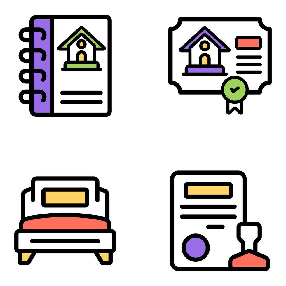 Set of Property and Buildings Flat Icons vector
