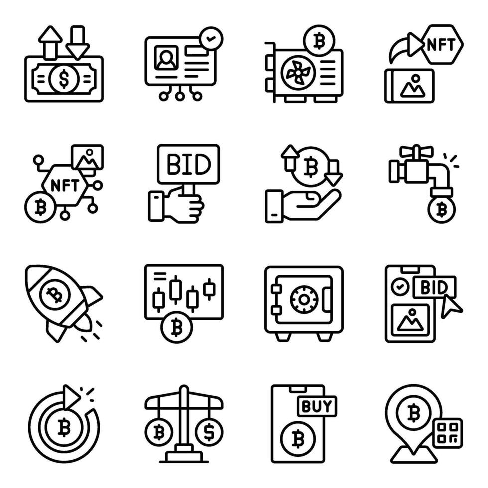 Set of Augmented Reality Linear Icons vector