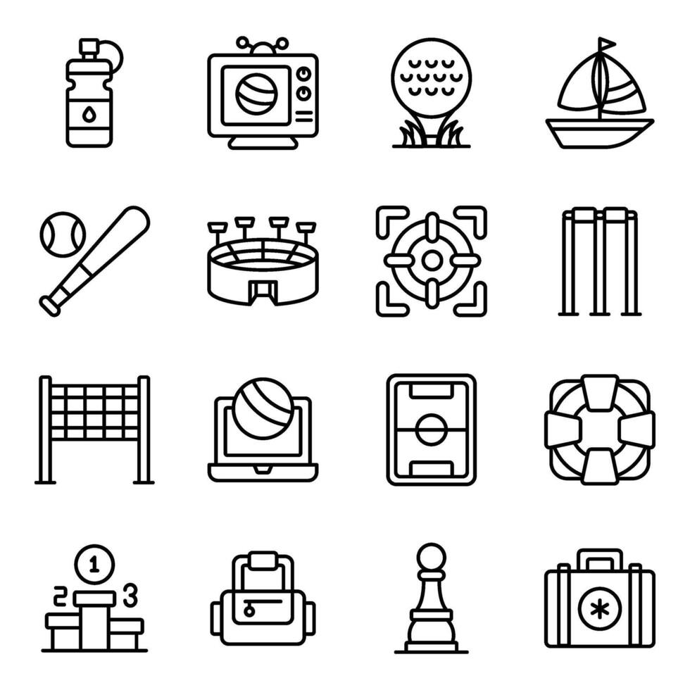 Set of Sports Instruments Linear Icons vector