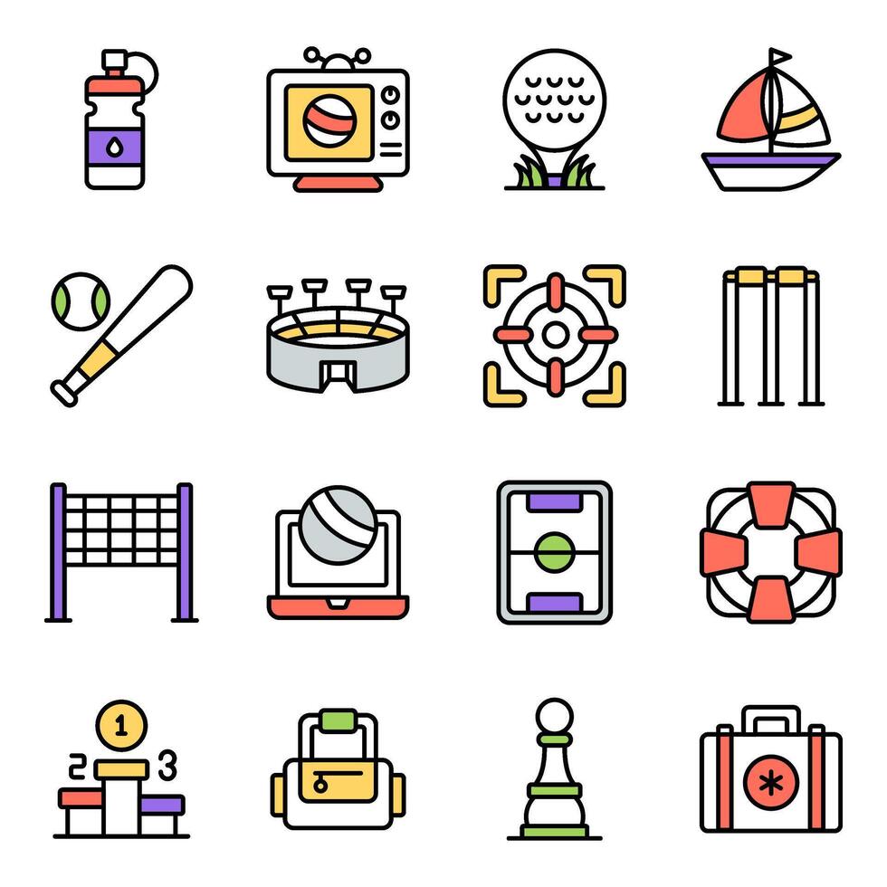 Set of Sports Instruments Flat Icons vector