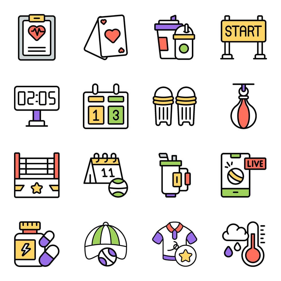 Set of Sports and Game Flat Icons vector