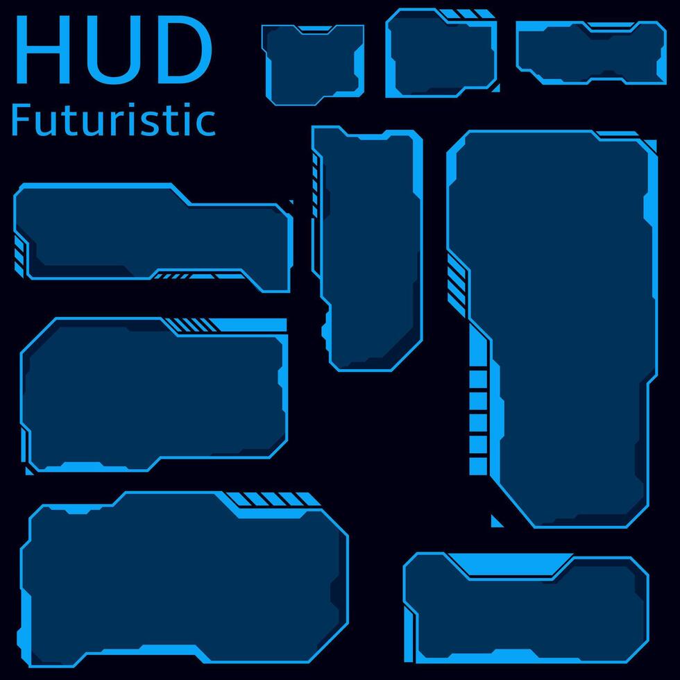 HUD futuristic display screen frames and info boxes, ui interface of sci fi game interface. Digital technology head up display interface hologram control panel and user menu window. vector