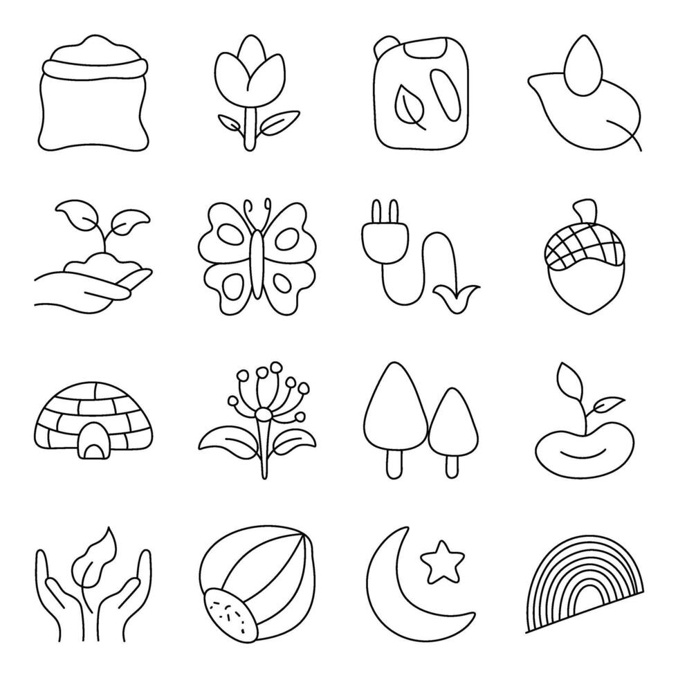 Set of Botany Linear Icons vector