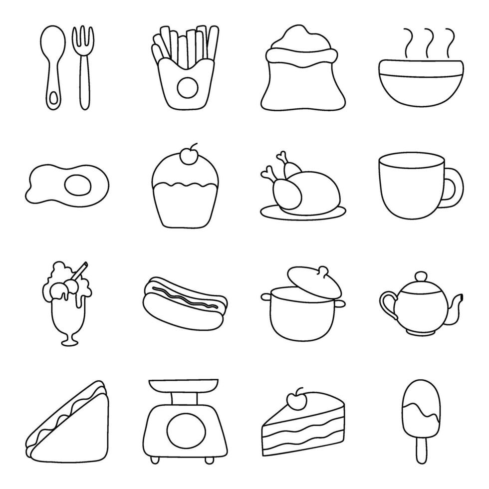 Set of Edible Linear Icons vector