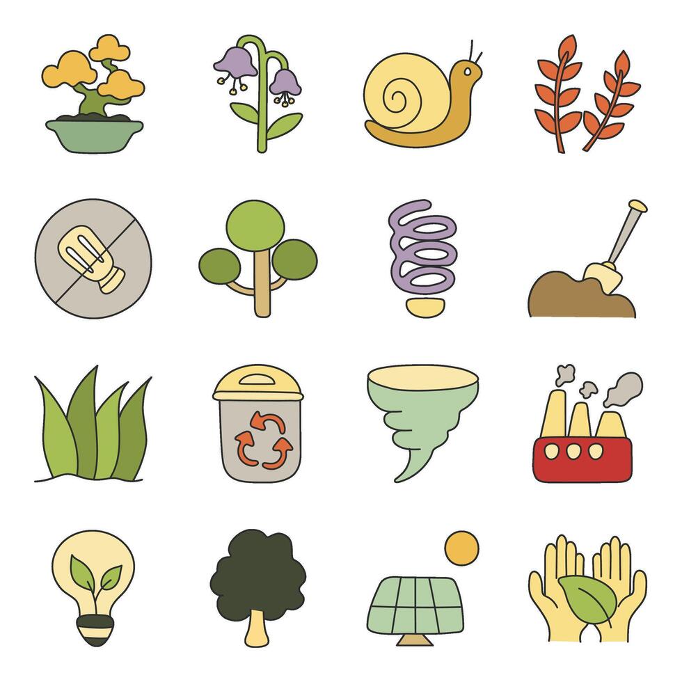 Set of Eco Linear Icons vector