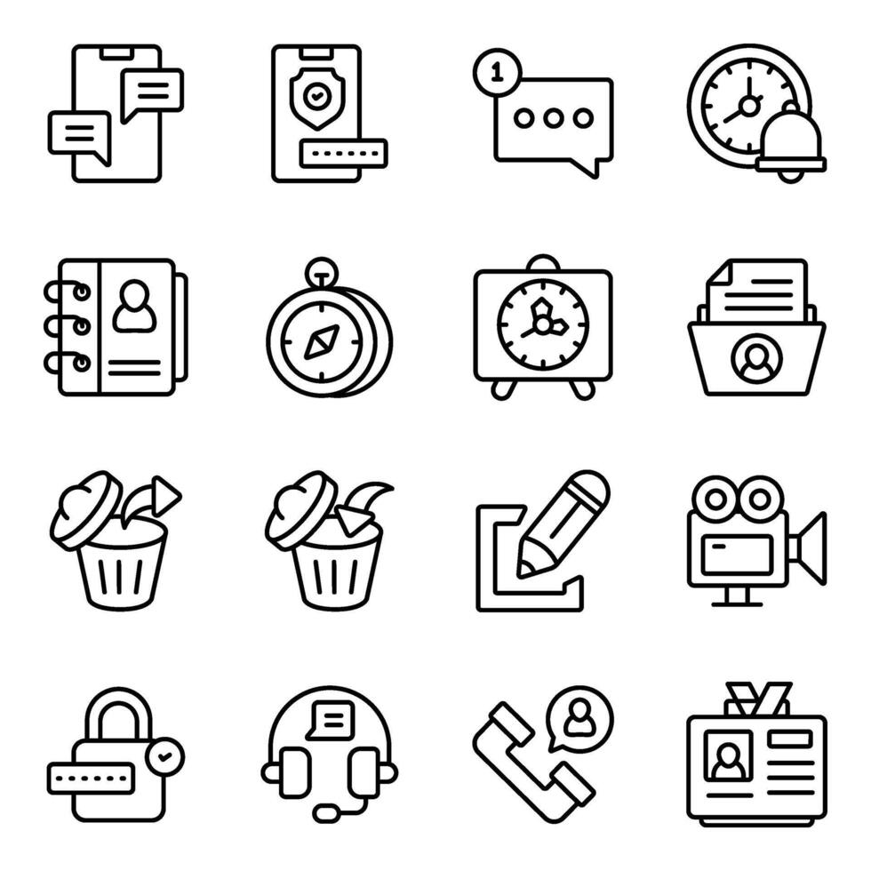 Set of Interface Linear Icons vector