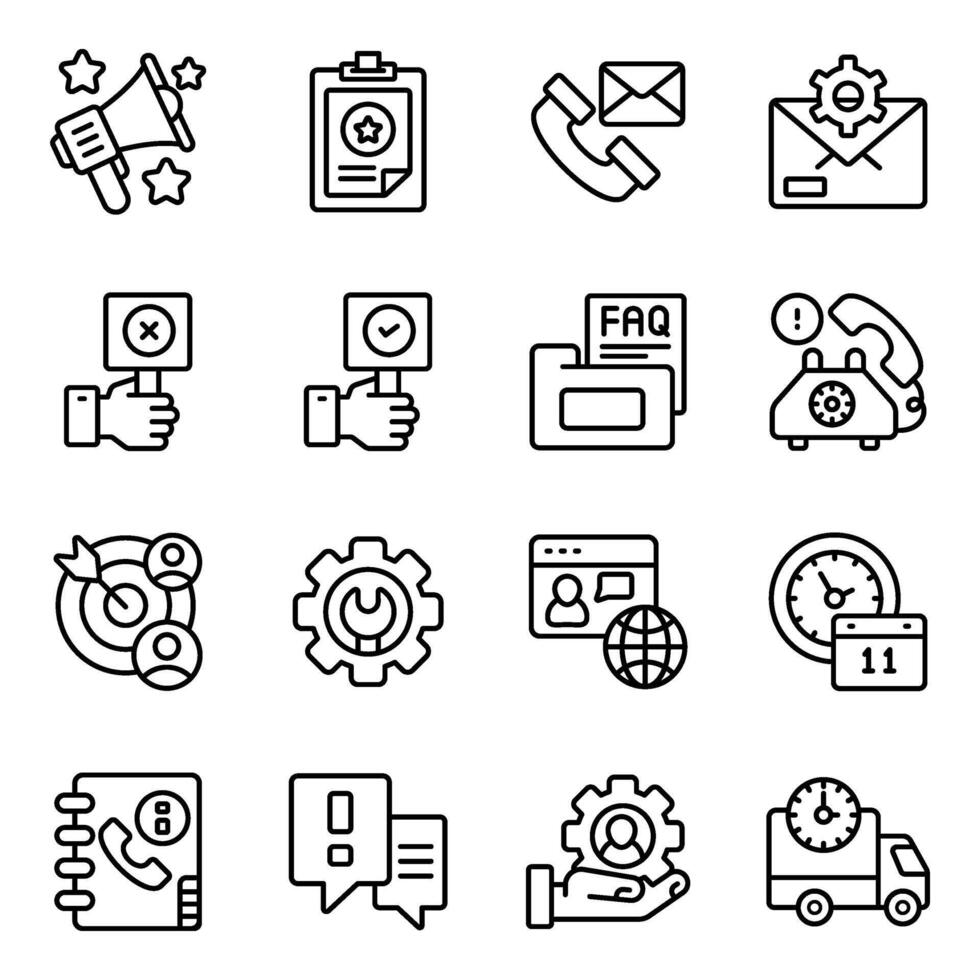 Pack of Online Customer Services linear Icon vector
