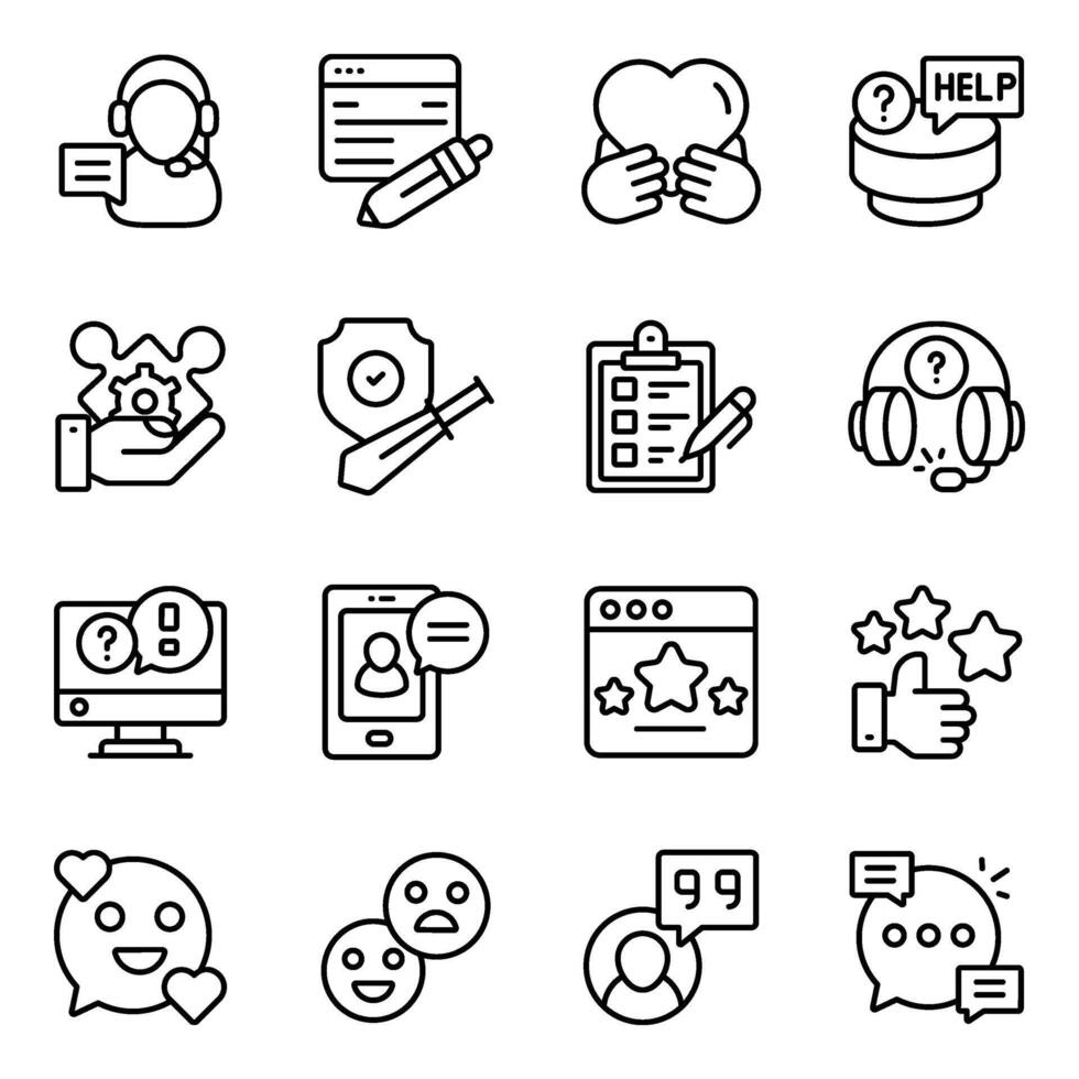 Pack of Customer Services linear icon vector