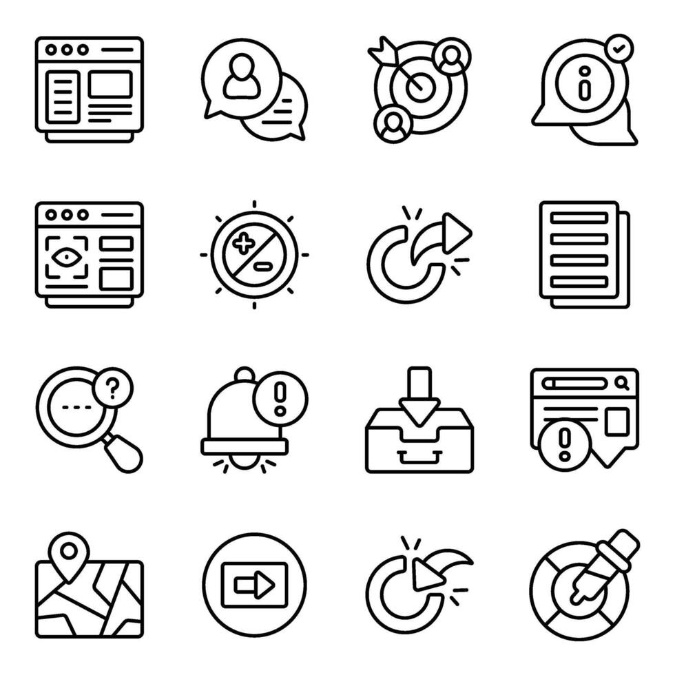 Set of User Interface Linear Icons vector