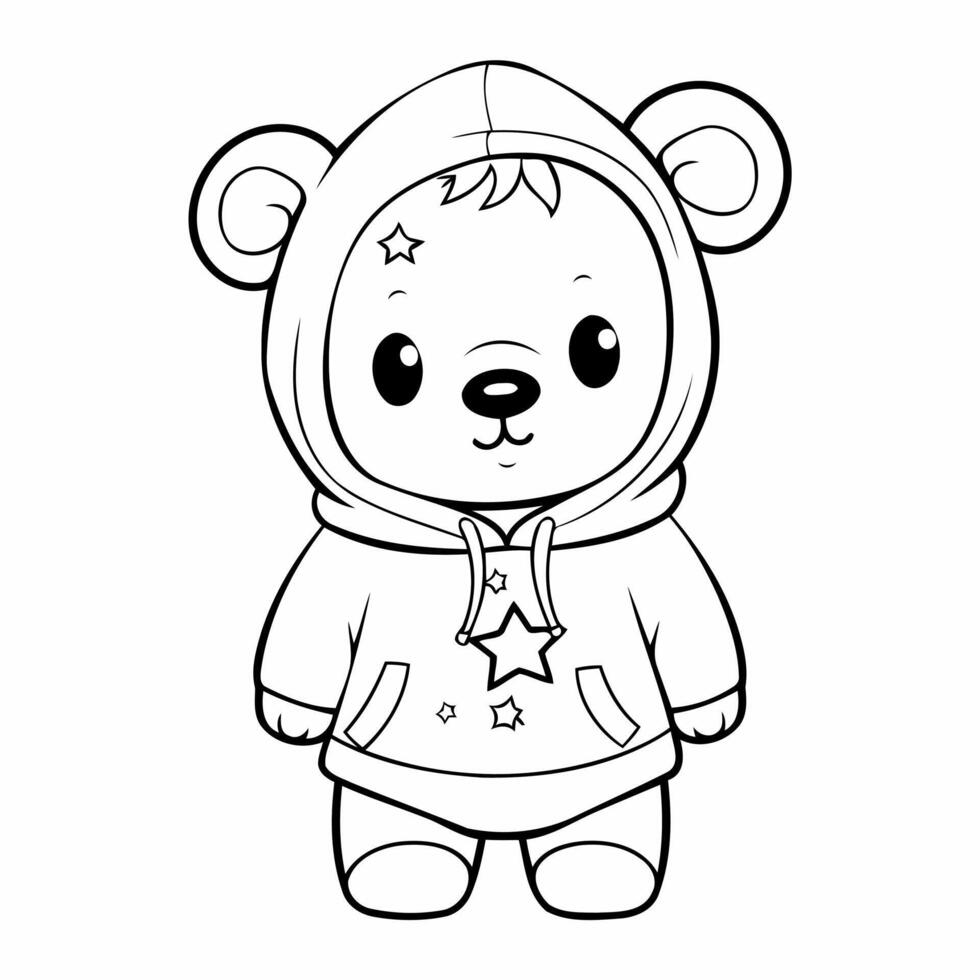 Clean line bear icon for coloring. vector