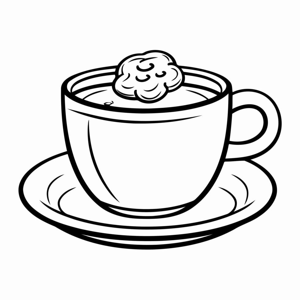 Clean line cup of coffee icon for coloring. vector