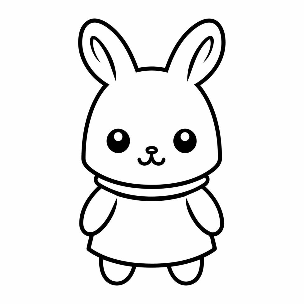 Clean line rabbit icon for coloring. vector