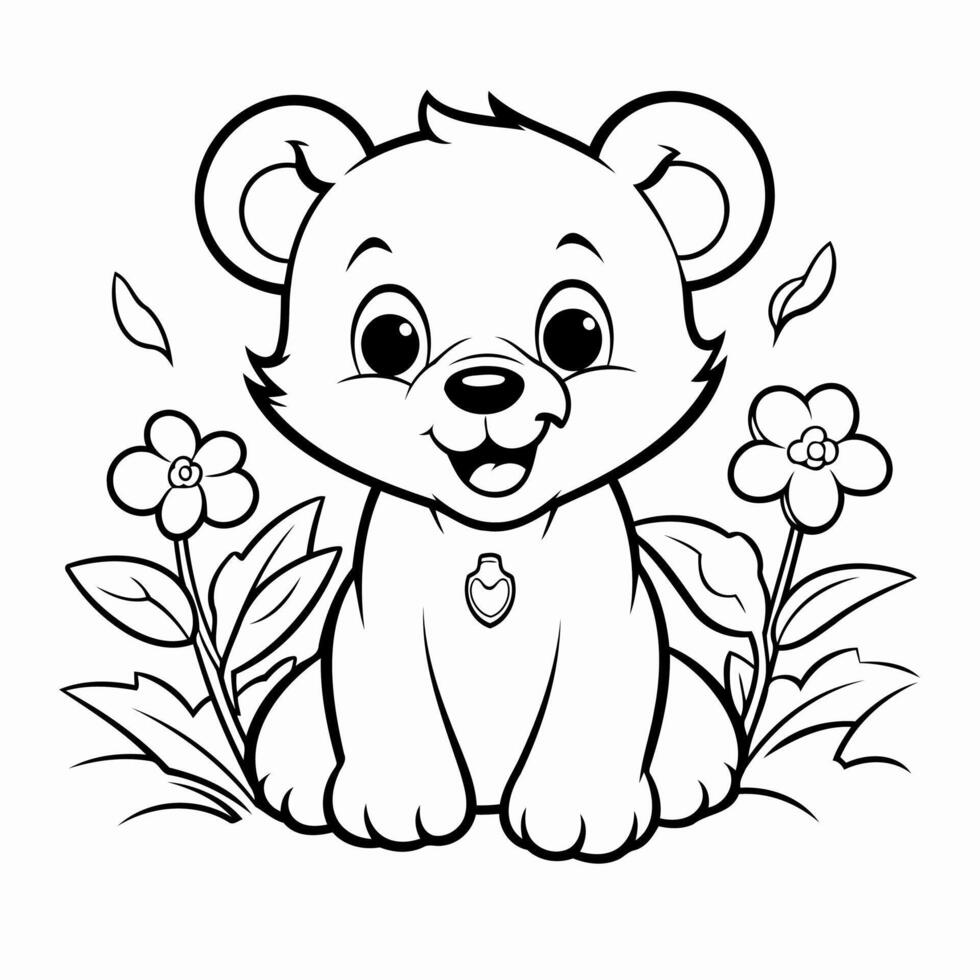 Clean line bear icon for coloring. vector