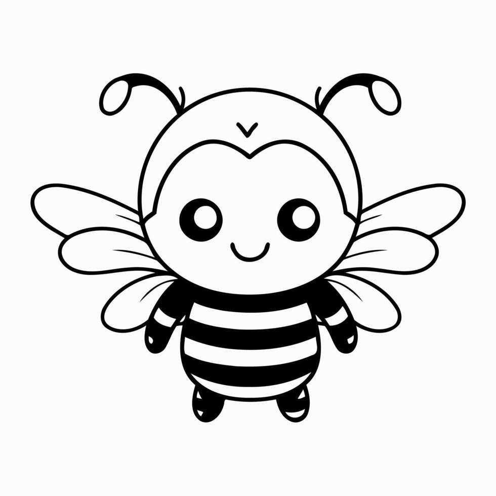 Clean line bee icon for coloring. vector